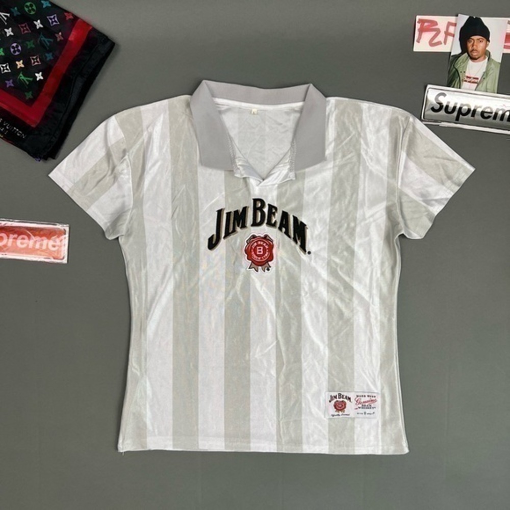 Vintage JIM BEAM Whiskey Striped Jersey 🥃